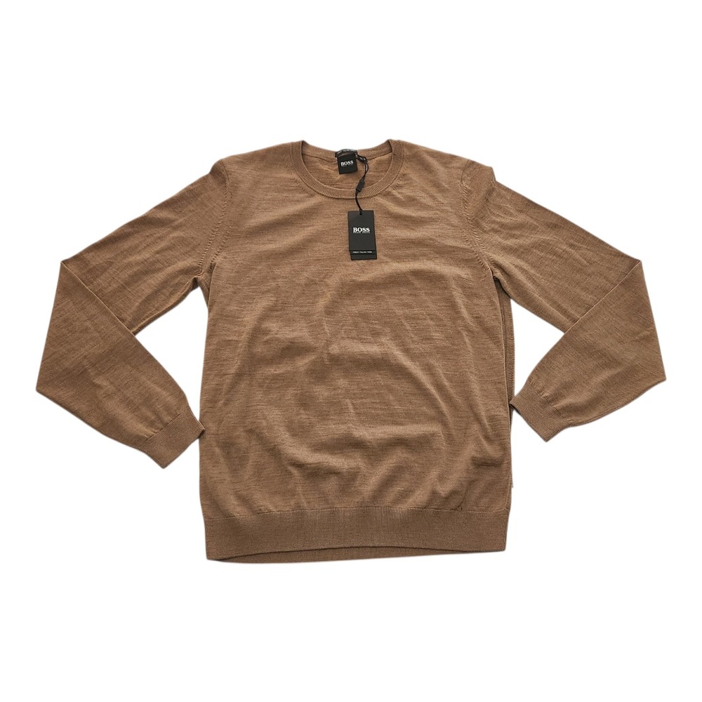 Hugo Boss Leno-P Mens Crew Neck Sweater Medium Beige Italian‎ Yarn 50378575 M